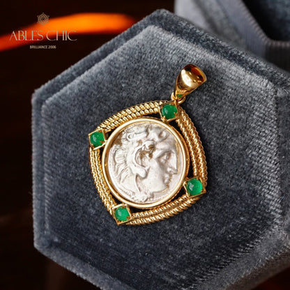 Byzantine Hercules Emerald Medallion Pendant Only