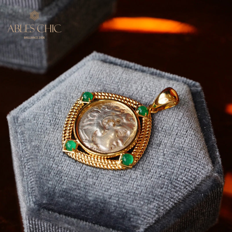 Byzantine Hercules Emerald Medallion Pendant Only