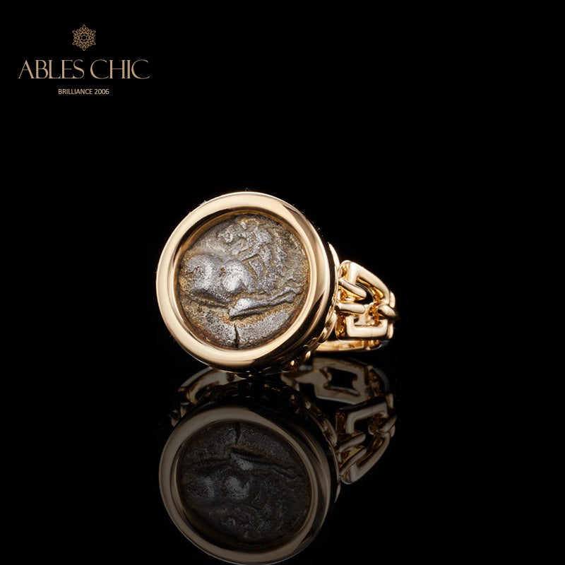 Roman Lion Coin Ring