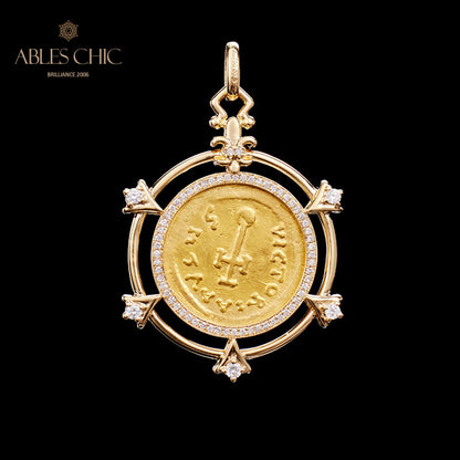 Byzantine Flipping Coin Pendant Only