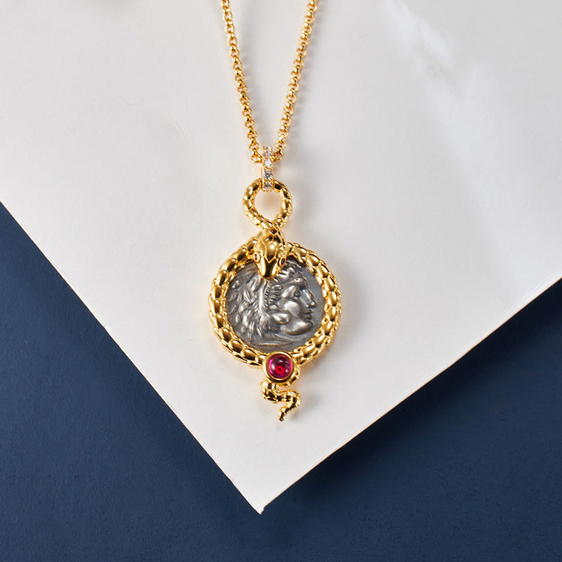 Serpent Hercules Coin Necklace