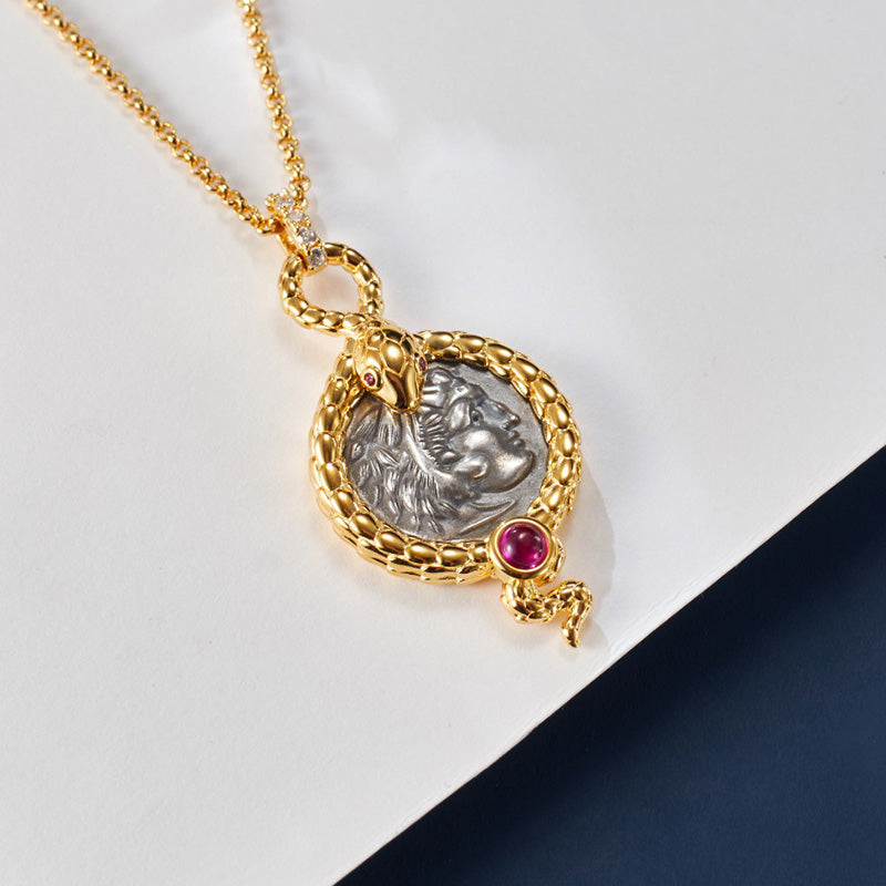 Serpent Hercules Coin Necklace
