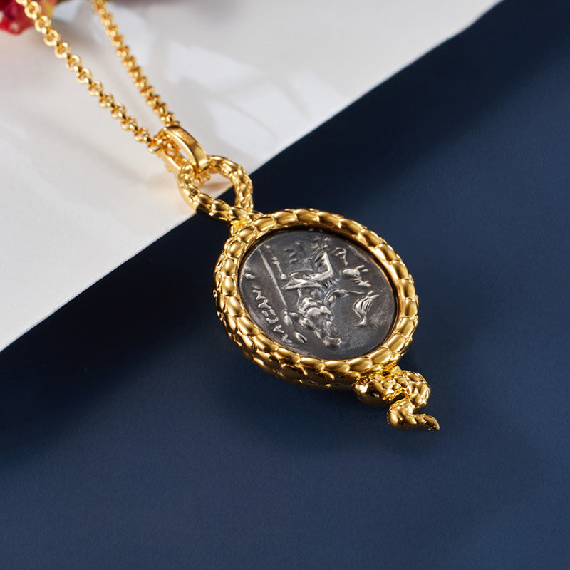Serpent Hercules Coin Necklace