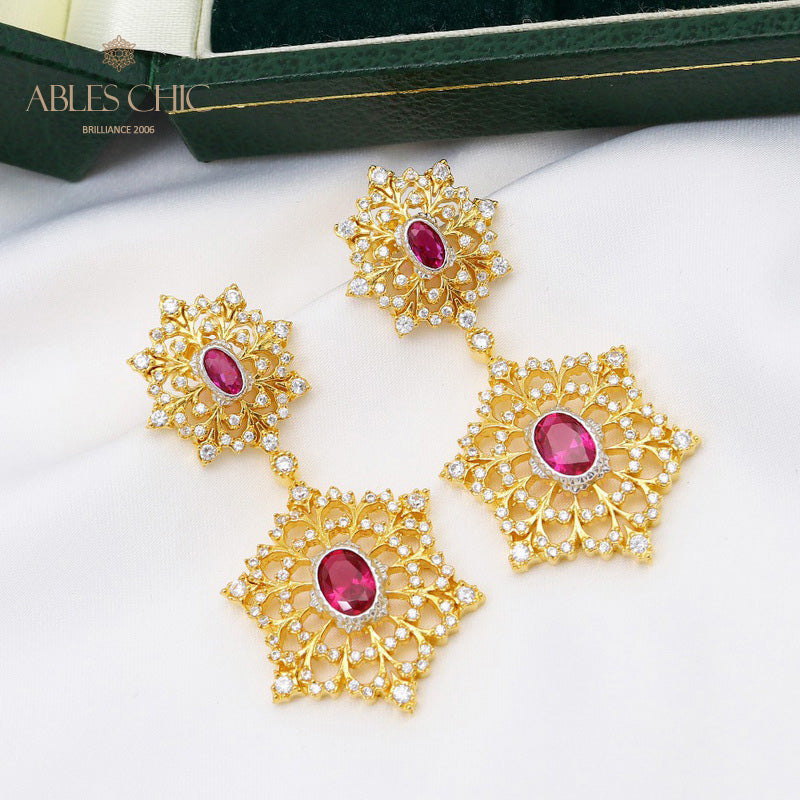 Floral Snowflake Chandelier Earrings 5654