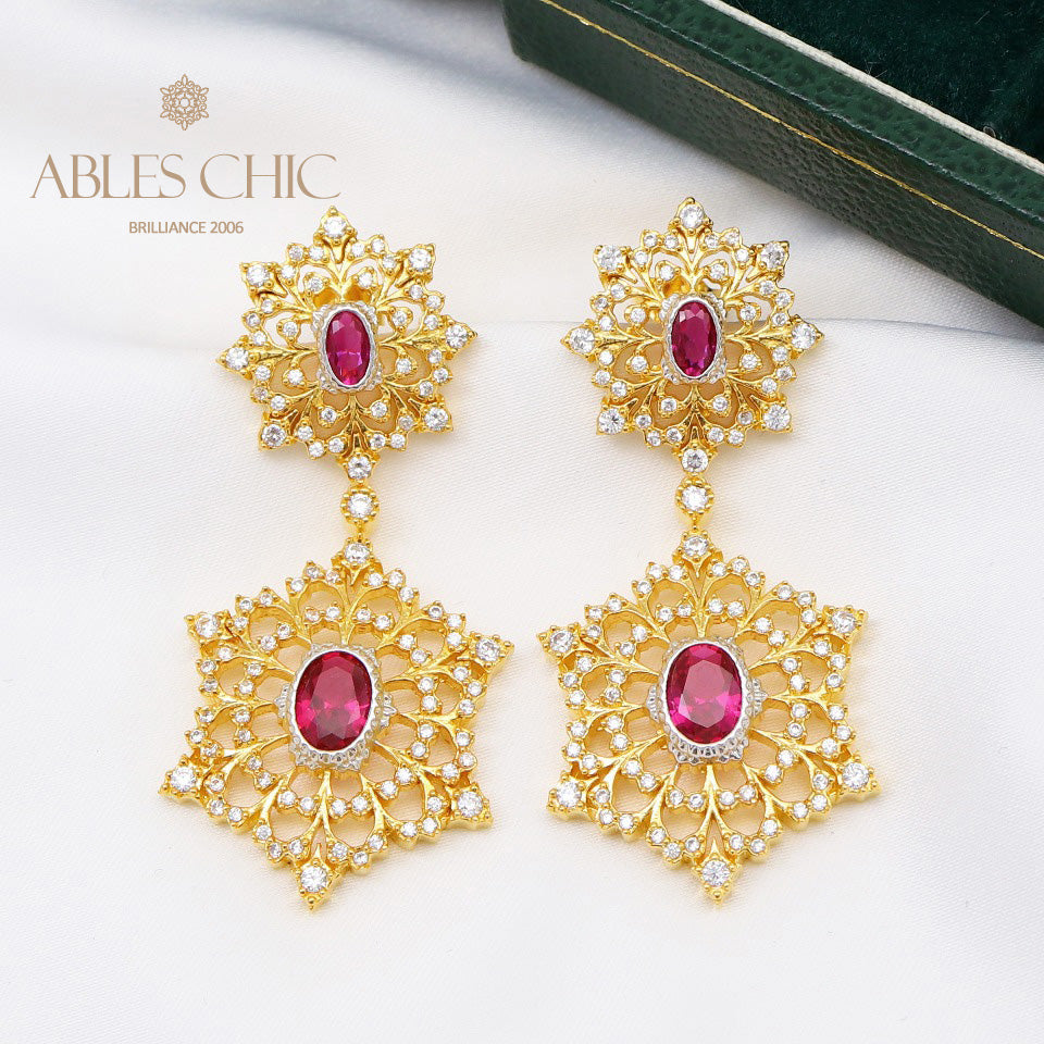 Floral Snowflake Chandelier Earrings 5654