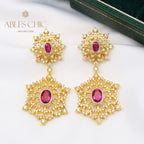 Floral Snowflake Chandelier Earrings 5654