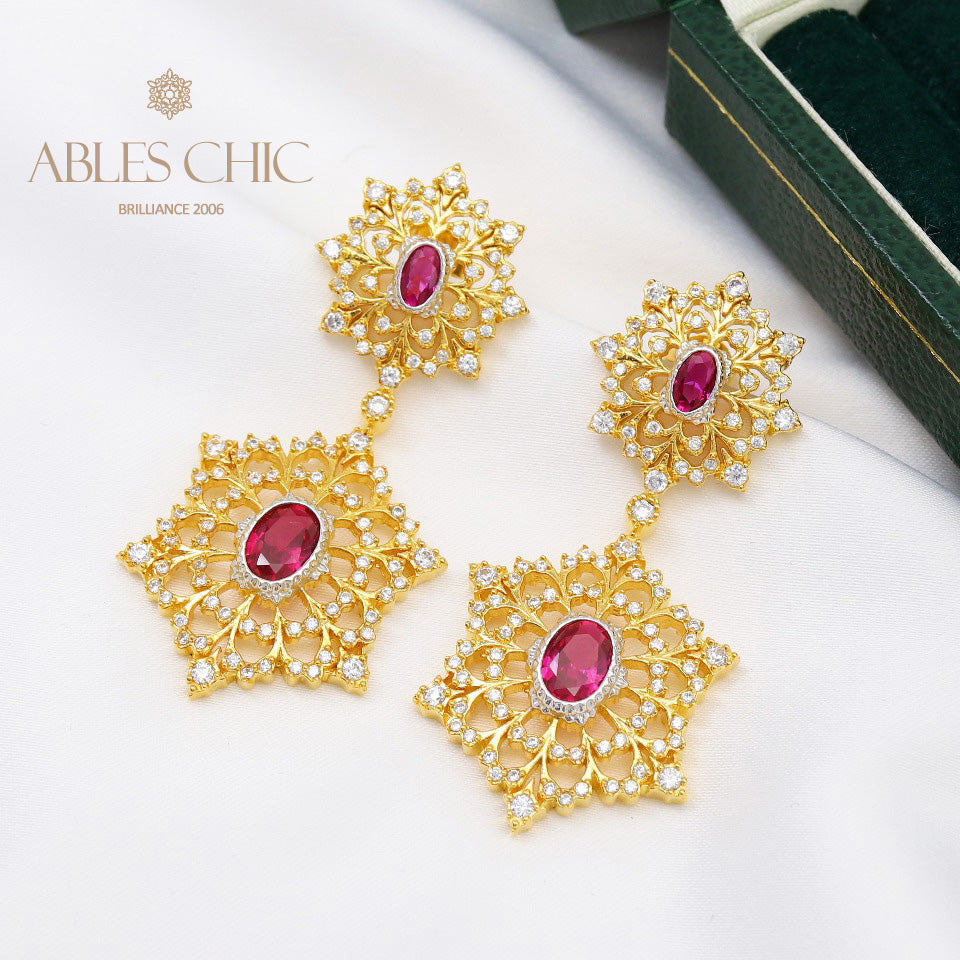Floral Snowflake Chandelier Earrings 5654