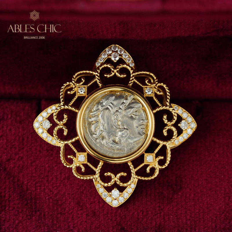 Hercules Coin Filigree Pendant Only