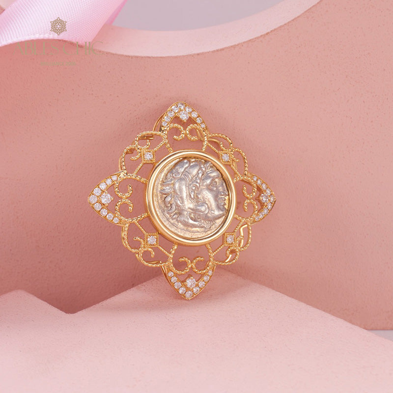 Hercules Coin Filigree Pendant Only