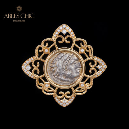 Hercules Coin Filigree Pendant Only