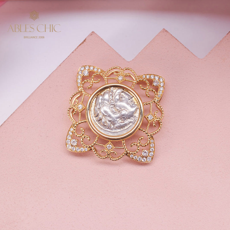 Hercules Coin Filigree Pendant Only