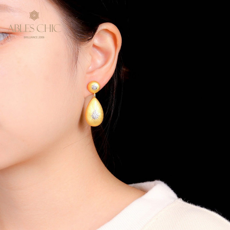 Fabric Teardrop Starry Earrings 5143