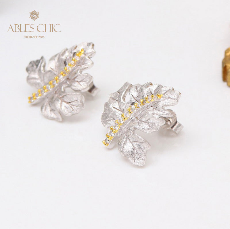 Maple Leaf Brushed Earrings 5141