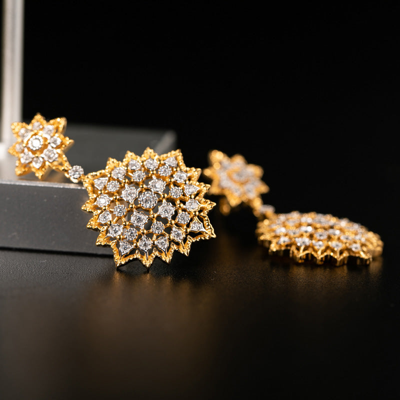 Starry Lace Fretwork Earrings 5006