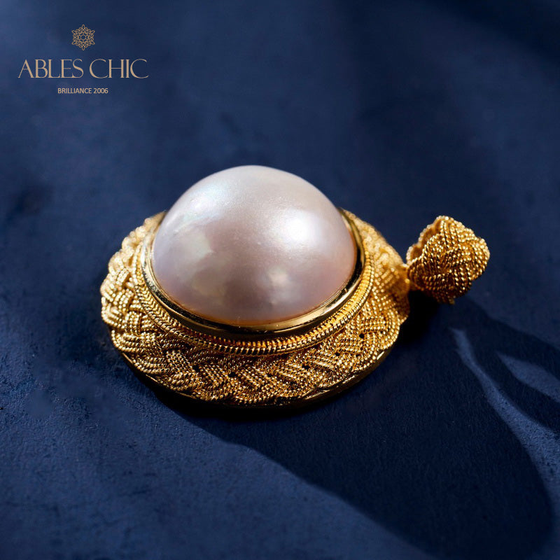 Solitaire Mabe Pearl Braided Pendant 5939