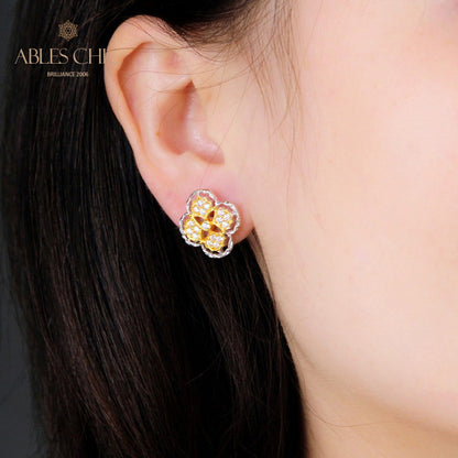 Plum Floral Stud Earrings 5400