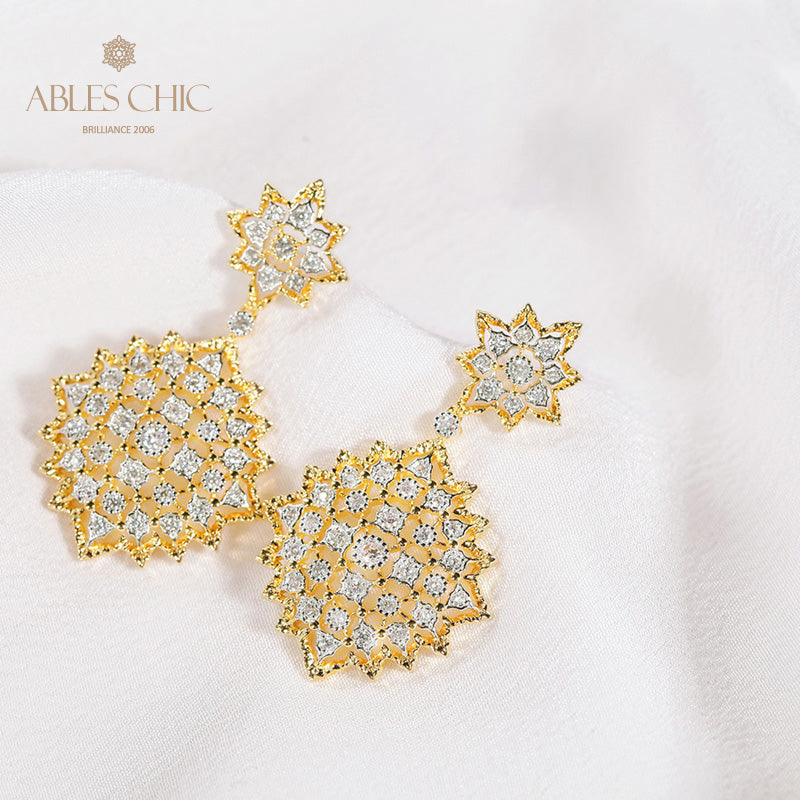 Starry Lace Fretwork Earrings 5006