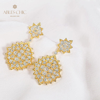 Starry Lace Fretwork Earrings 5006