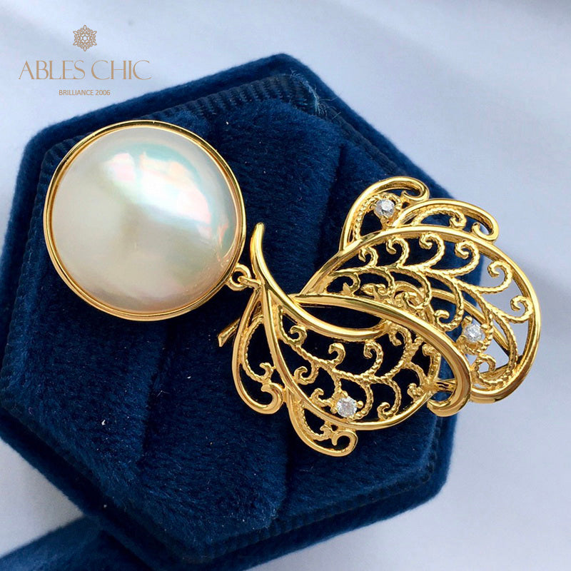 Mabe Pearl Filigree Leaf Pendant 5820