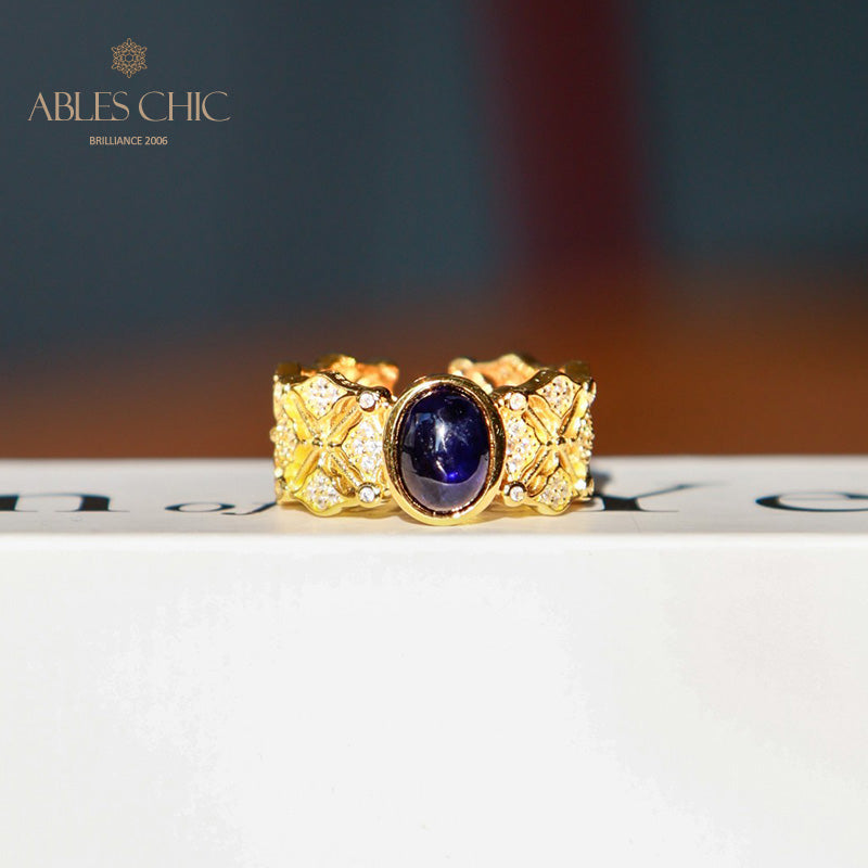 Sapphire Clover Floral Ring 5994