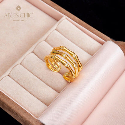 High Polished Bamboo Ring 5739