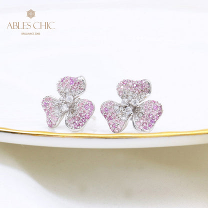 Paved Petals Floral Earrings 5541