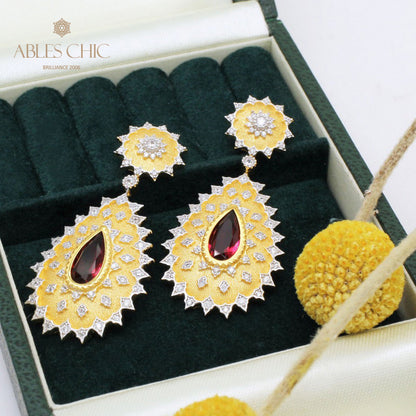 Boucles d'oreilles florales soyeuses au soleil 5192