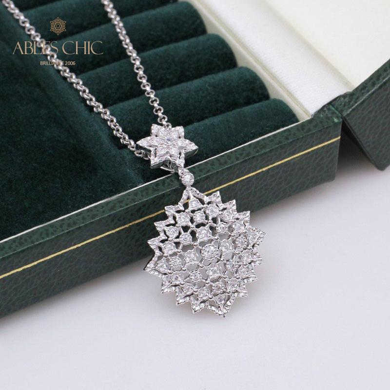 Honeycomb Filigree Starry Necklace 5007