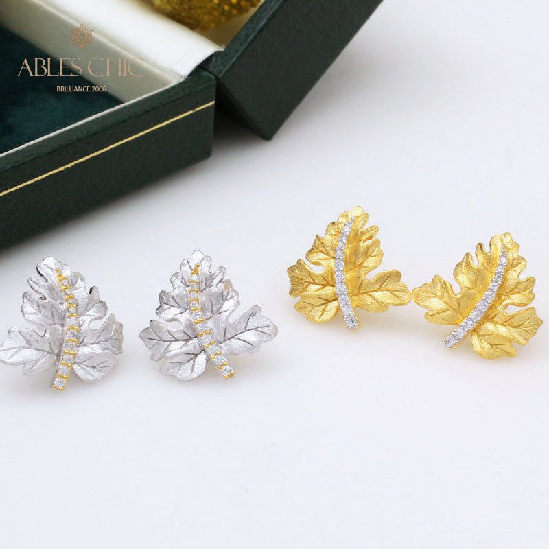 Maple Leaf Brushed Earrings 5141