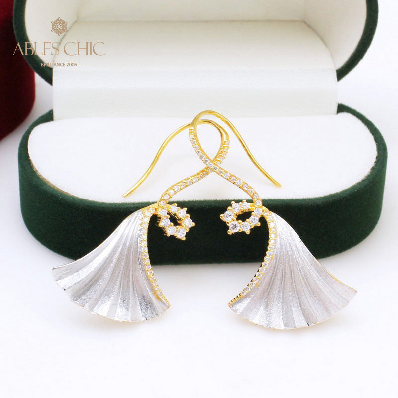 Fabric Element Ginkgo Leaf Earrings 5450