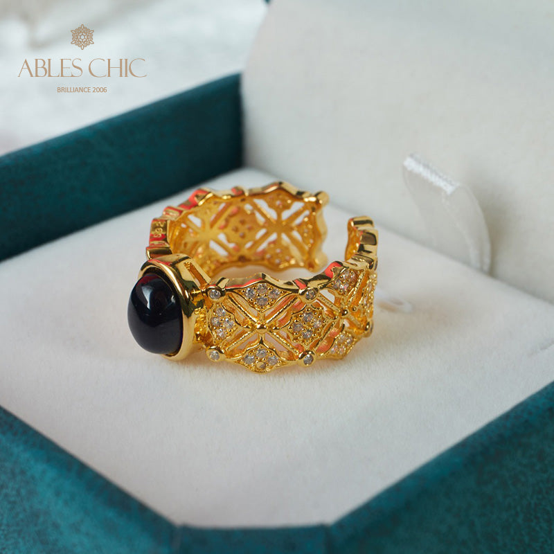 Sapphire Clover Floral Ring 5994