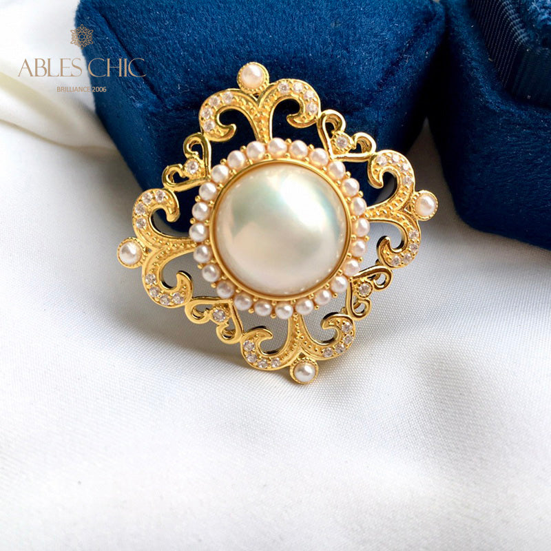 Mabe Pearl Filigree Halo Pendant 5821