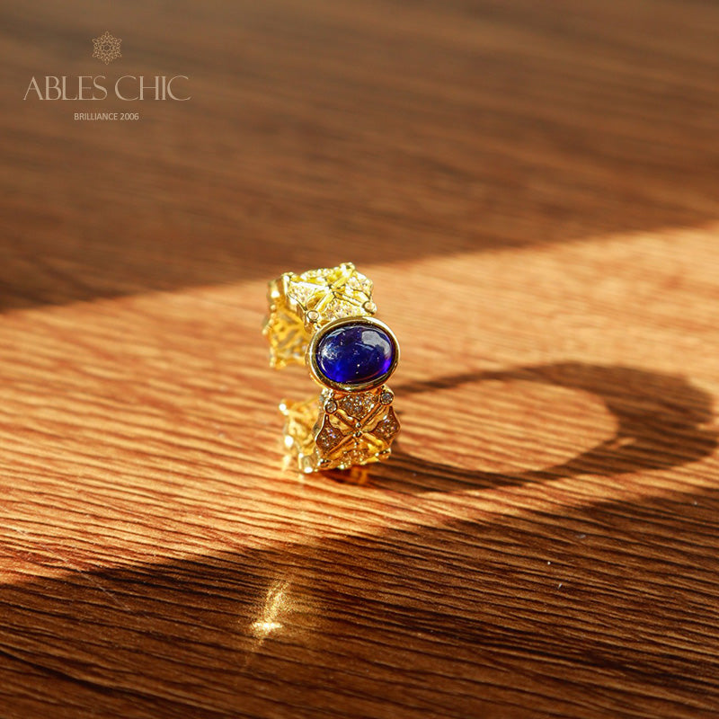 Sapphire Clover Floral Ring 5994