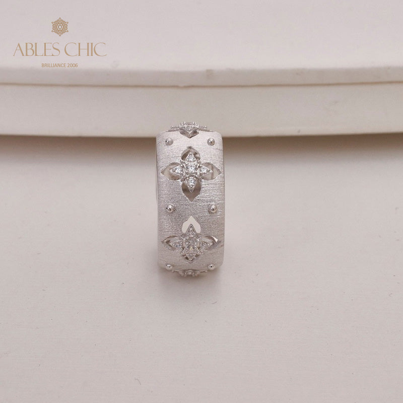 Silky CZ Clovers Floral Ring 5706