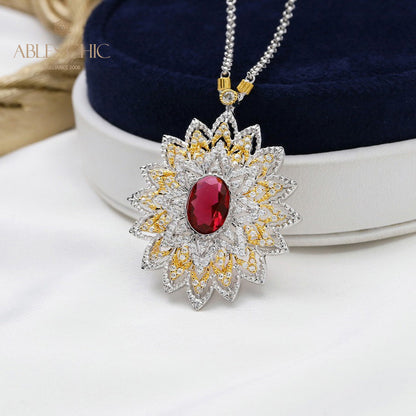 Starry Oval Blossom Necklace 5667