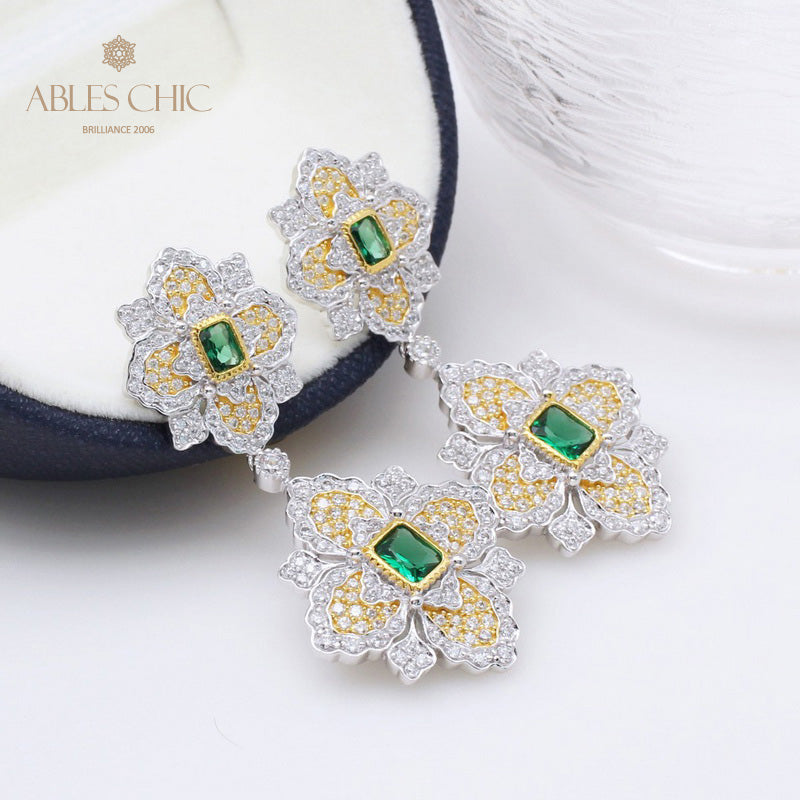 Emerald Clover Floral Earrings 5057