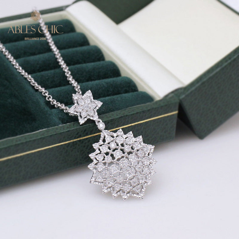 Honeycomb Filigree Starry Necklace 5007