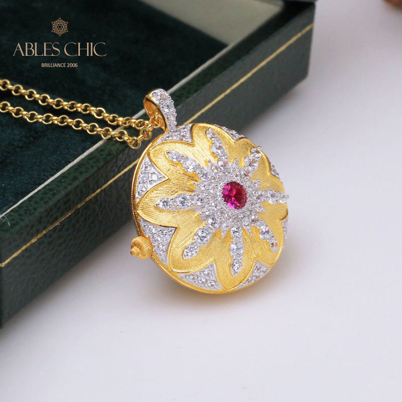 Ruby CZ Locket Pendant 5210
