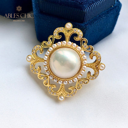 Mabe Pearl Filigree Halo Pendant 5821