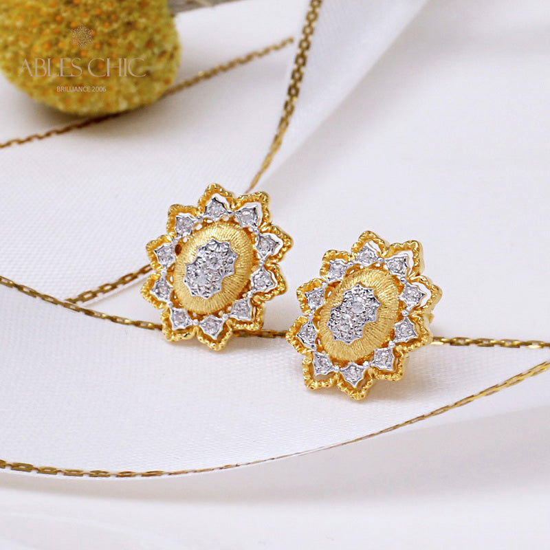 Fretwork Blossoms Flower Earrings 5262