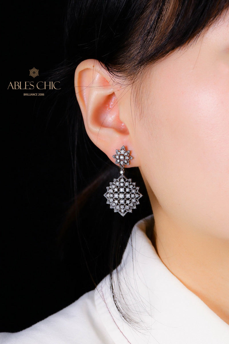 Black Lace Fretwork Earrings 5161