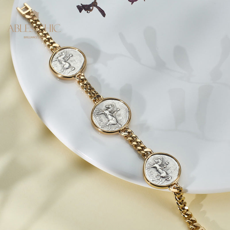 Byzantine Dolphin Lira Coins Bracelet