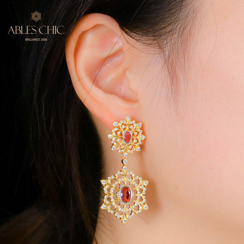 Floral Snowflake Chandelier Earrings 5654