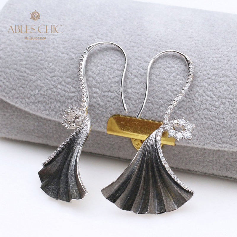 Fabric Element Ginkgo Leaf Earrings 5450