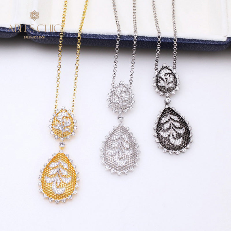 Lacy Filigree Floral Necklace 5340