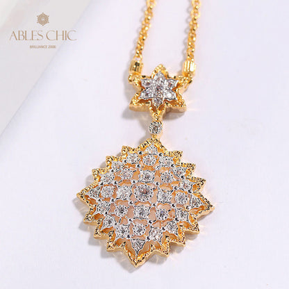 Honeycomb Filigree Starry Necklace 5007