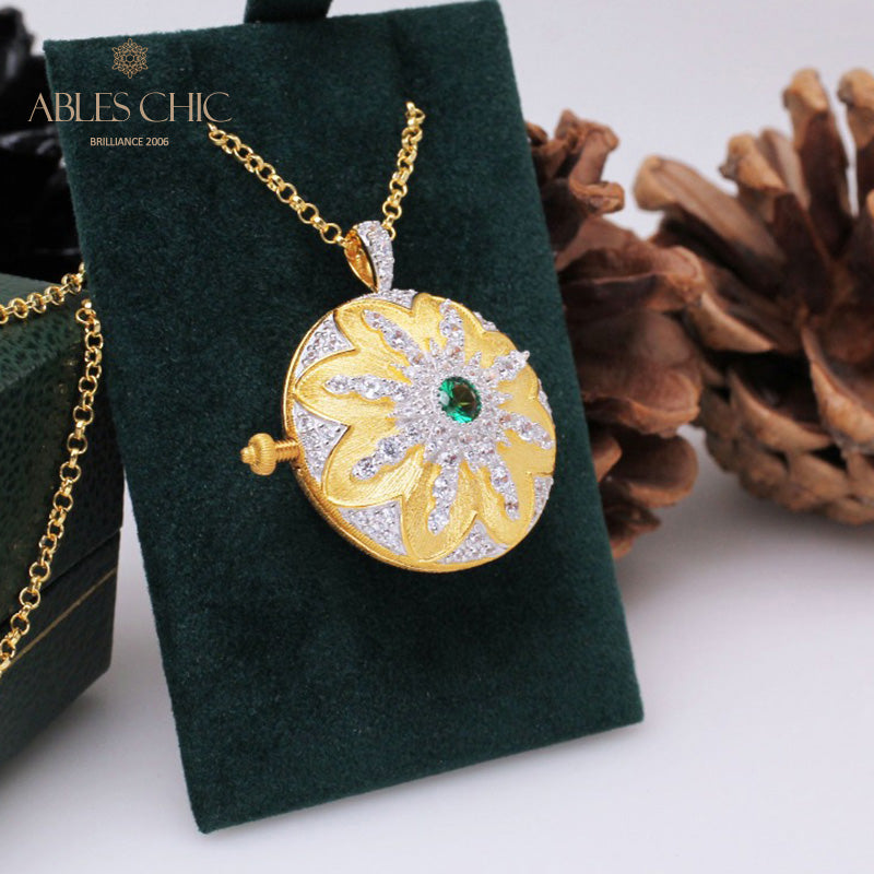 Ruby CZ Locket Pendant 5210