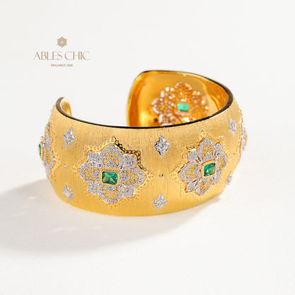 Bracelet Floral Émeraude Fretwork Dense 5228