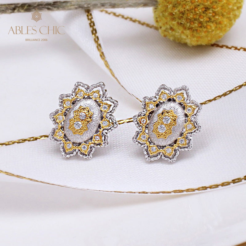 Fretwork Blossoms Flower Earrings 5262