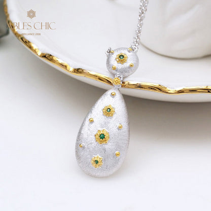 Silky Teardrop Floral Necklace 5024